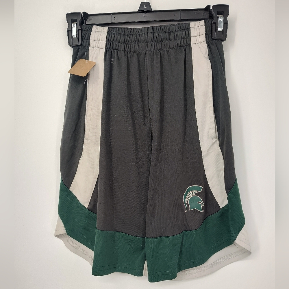 Colosseum Michigan State Spartans Gray and Green Kids Athletic Shorts Size Sm